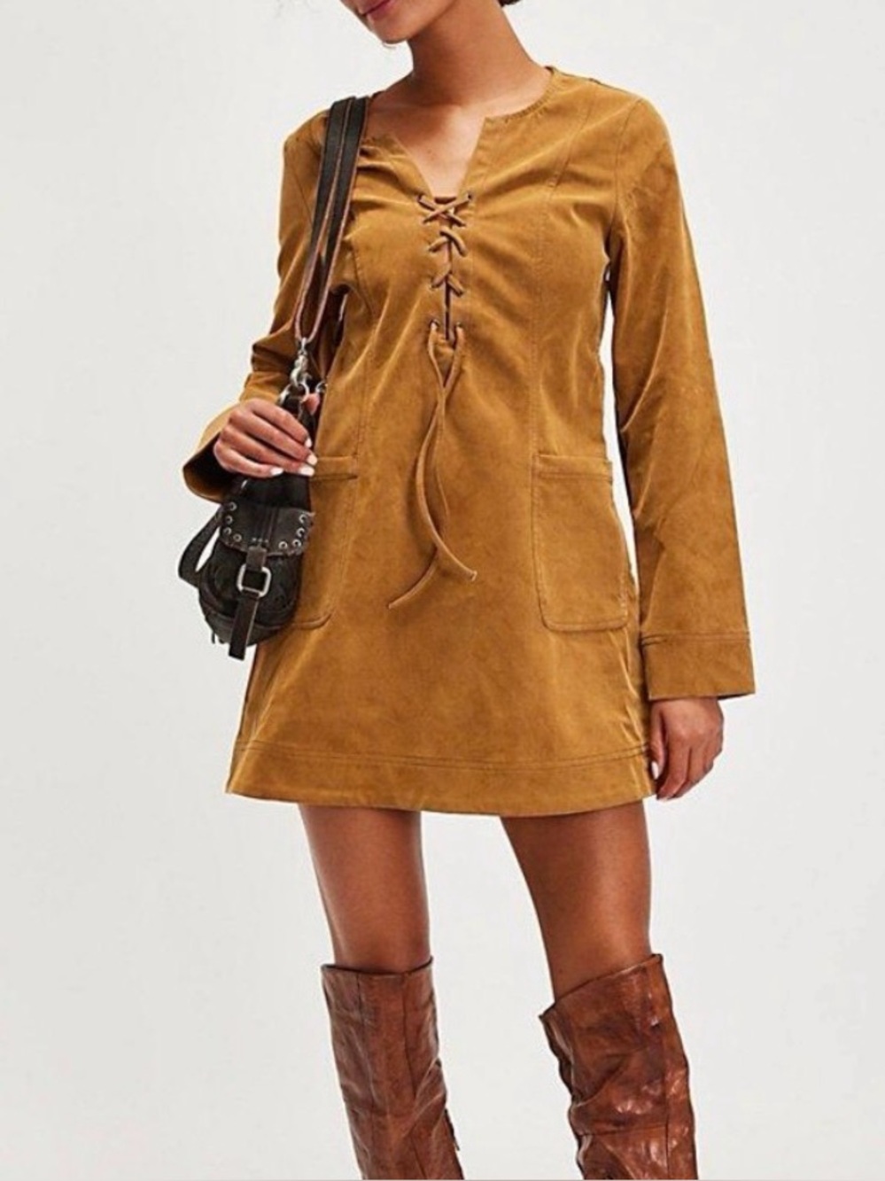 Free People Bradley Faux Suede Dress NEW NWT
